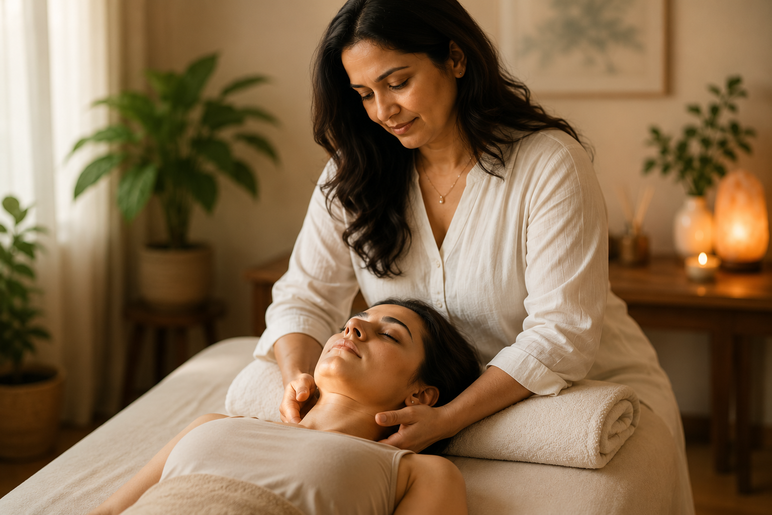 A gentle, hands-on Spinal Flow session at Healing Praana